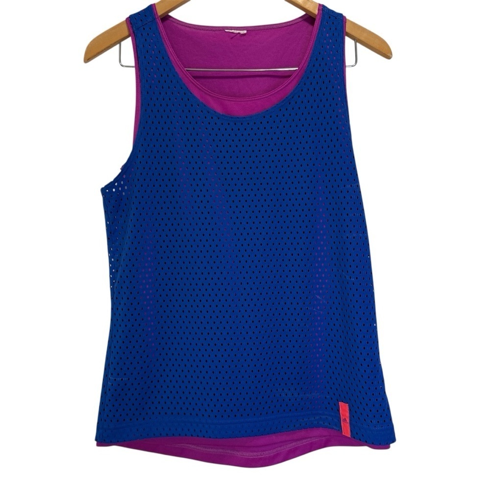 Adidas Blue and Pink Y2K Tank Top mesh women’s Medium